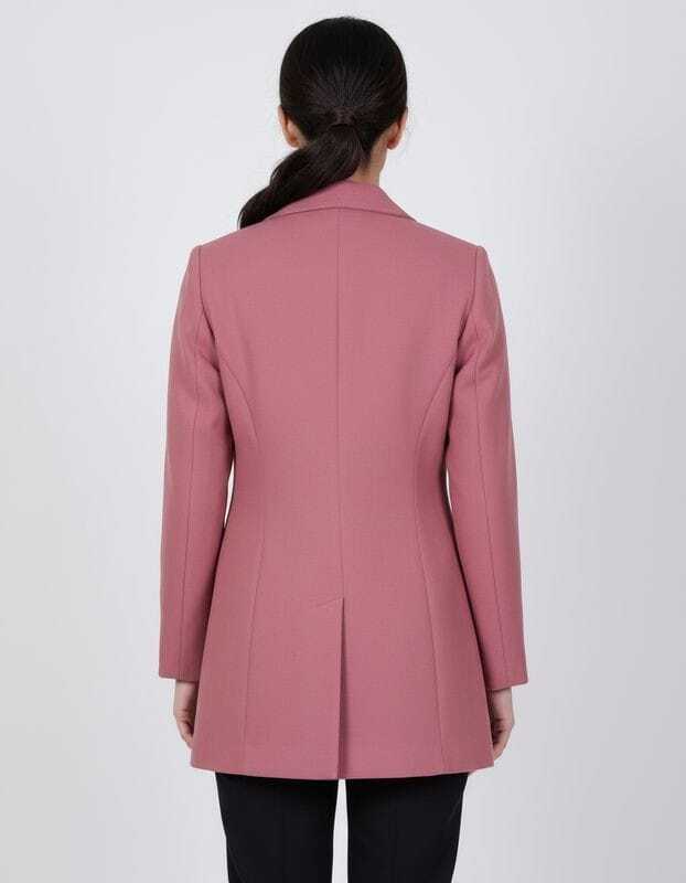 Women Long Belted Overcoat / Long Coat Pink