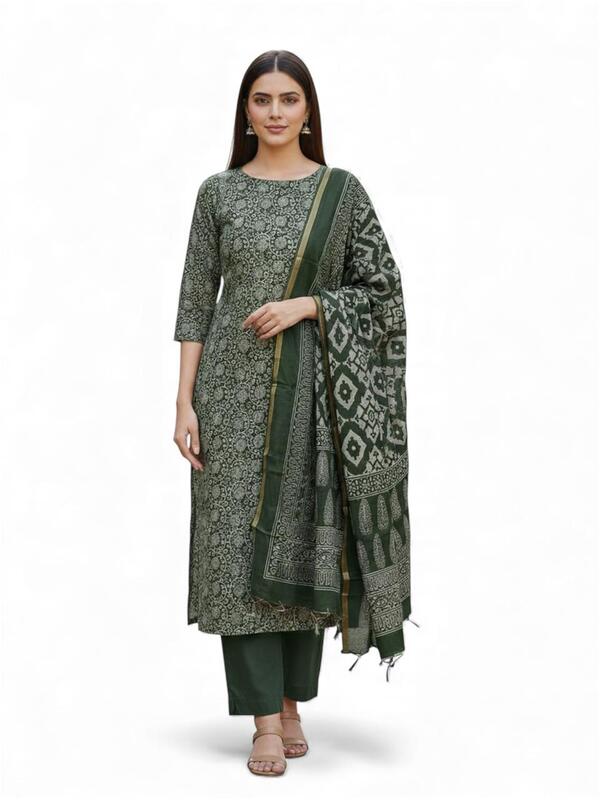 Cotton Chanderi Kalamkari Suit Set #2