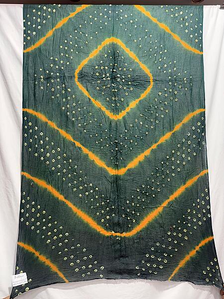 Kala Sanskruti Green & Golden – Color Cotton Bandhani Dupatta – 2.5M – Elegant Traditional Wear Dupatta for Women