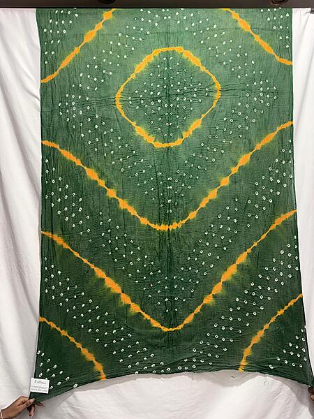 Kala Sanskruti Parrot Green & Golden – Color Cotton Bandhani Dupatta – 2.5M – Elegant Traditional Wear Dupatta for Women