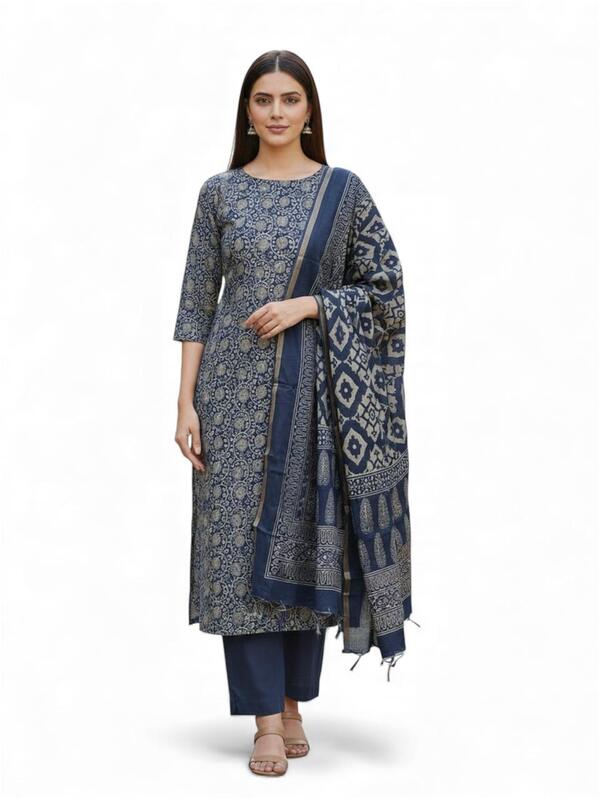 Cotton Chanderi Kalamkari Suit Set #3