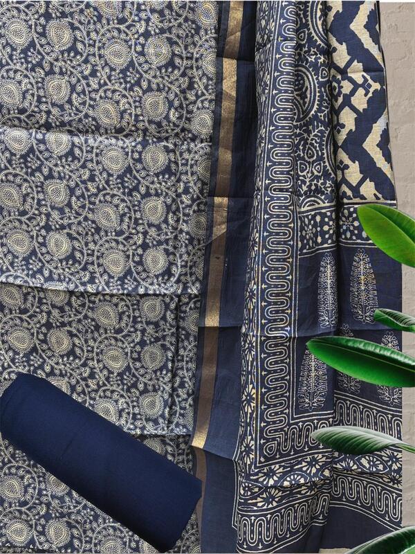 Cotton Chanderi Kalamkari Suit Set #3