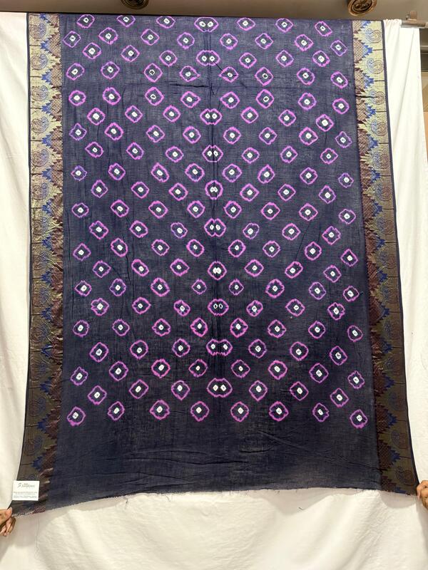Kala Sanskruti Navy Blue & Pink – Color Cotton Bandhani Dupatta – 2.5M – Elegant Traditional Wear Dupatta for Women