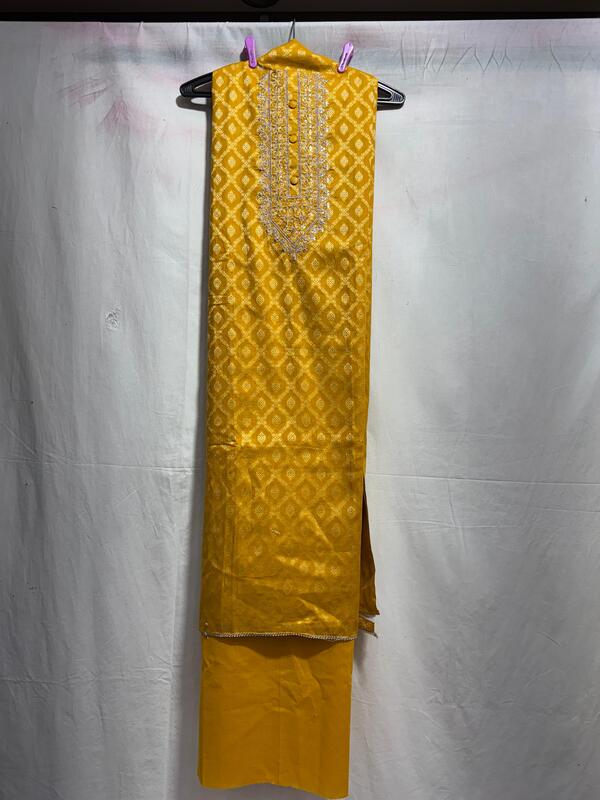 Kala Sanskruti Golden & Cream – Color Art Silk Bandhani Dress – 2.5 M Each Piece – Elegant Traditional Wear Art Silk Dress for Women