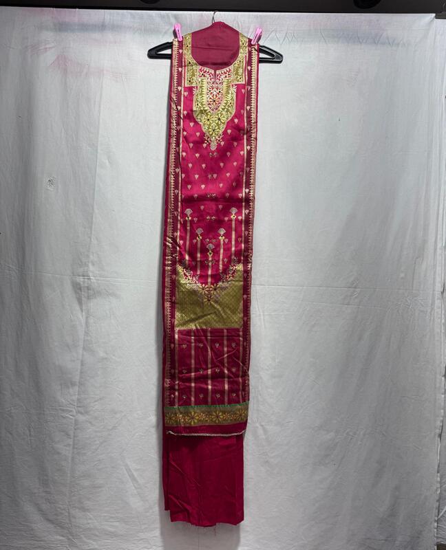 Kala Sanskruti Wine & Golden – Color Art Silk Bandhani Dress – 2.5 M Each Piece – Elegant Traditional Wear Art Silk Dress for Women