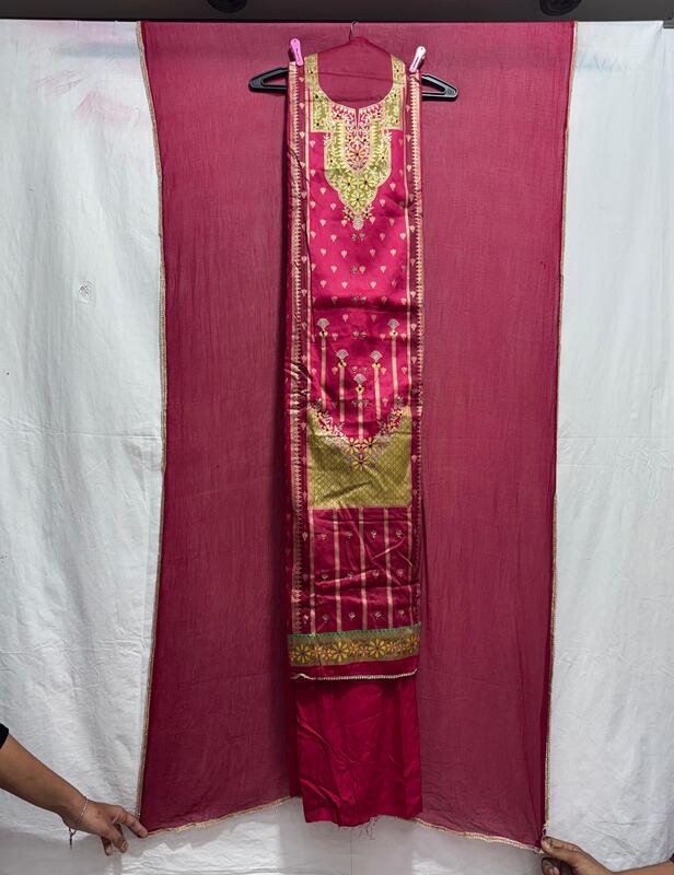 Kala Sanskruti Wine & Golden – Color Art Silk Bandhani Dress – 2.5 M Each Piece – Elegant Traditional Wear Art Silk Dress for Women