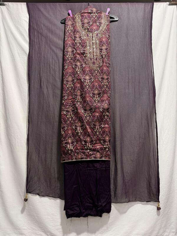 Kala Sanskruti All Over Wine Color Art Silk Bandhani Dress 2.5 M Each Piece Elegant Traditional Wear Art Silk Dress for Women