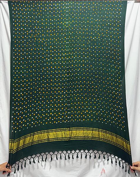 Kala Sanskruti All Over Green Color Cotton Bandhani Dupatta 2.5M Elegant Traditional Wear Dupatta for Women