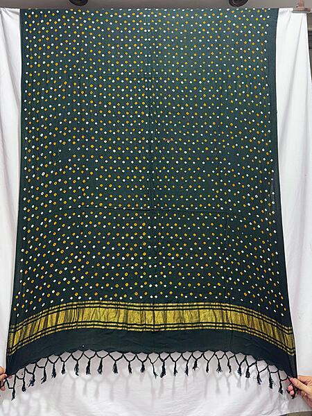 Kala Sanskruti All Over Dark Green Color Cotton Bandhani Dupatta 2.5M Elegant Traditional Wear Dupatta for Women
