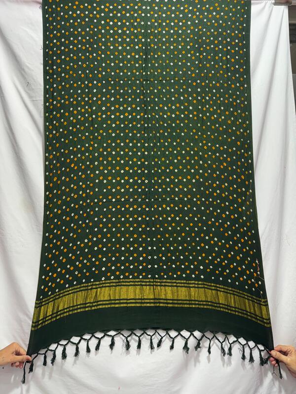 Kala Sanskruti All Over Mhendi Green Color Cotton Bandhani Dupatta 2.5M Elegant Traditional Wear Dupatta for Women