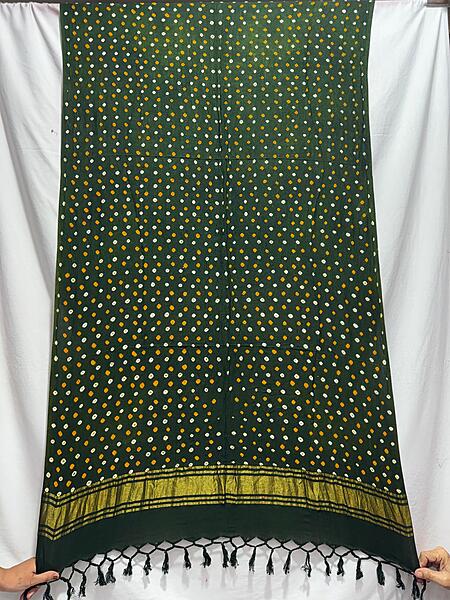 Kala Sanskruti All Over Mhendi Green Color Cotton Bandhani Dupatta 2.5M Elegant Traditional Wear Dupatta for Women