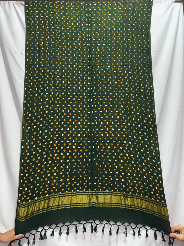 Kala Sanskruti All Over Mhendi Green Color Cotton Bandhani Dupatta 2.5M Elegant Traditional Wear Dupatta for Women