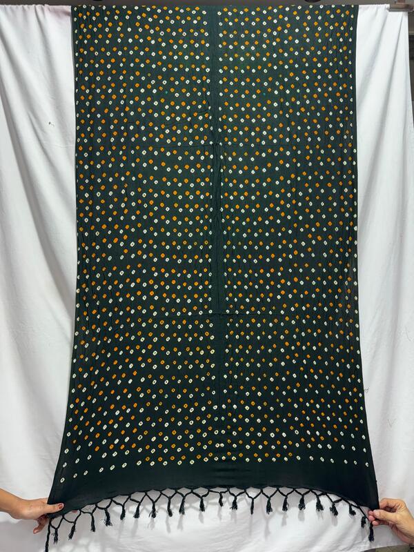 Kala Sanskruti All Over Green Color Cotton Bandhani Dupatta 2.5M Elegant Traditional Wear Dupatta for Women
