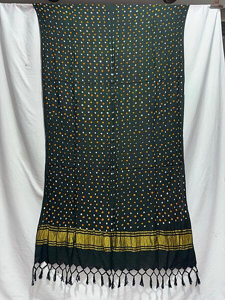 Kala Sanskruti All Over Green Color Cotton Bandhani Dupatta 2.5M Elegant Traditional Wear Dupatta for Women