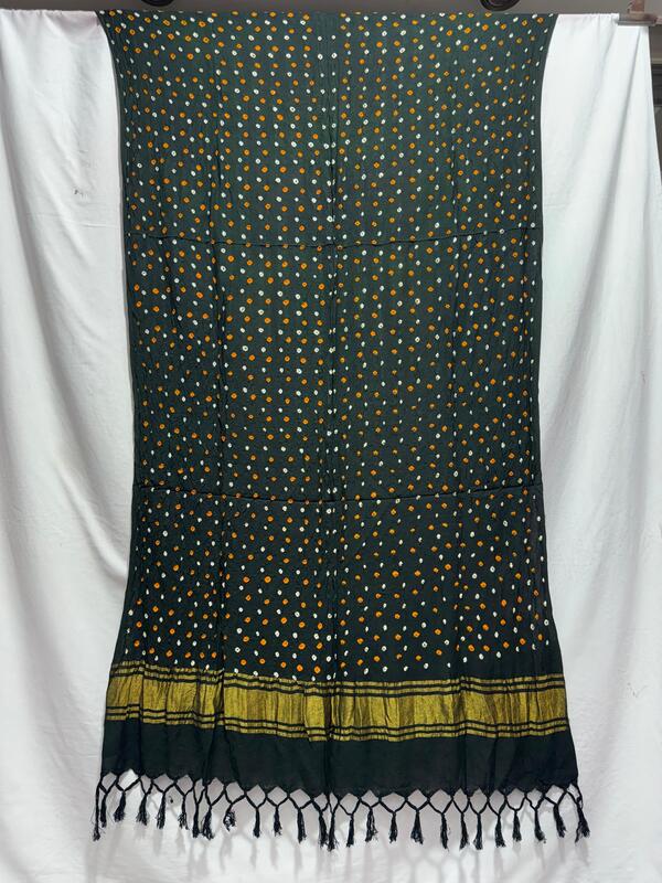 Kala Sanskruti All Over Green Color Cotton Bandhani Dupatta 2.5M Elegant Traditional Wear Dupatta for Women