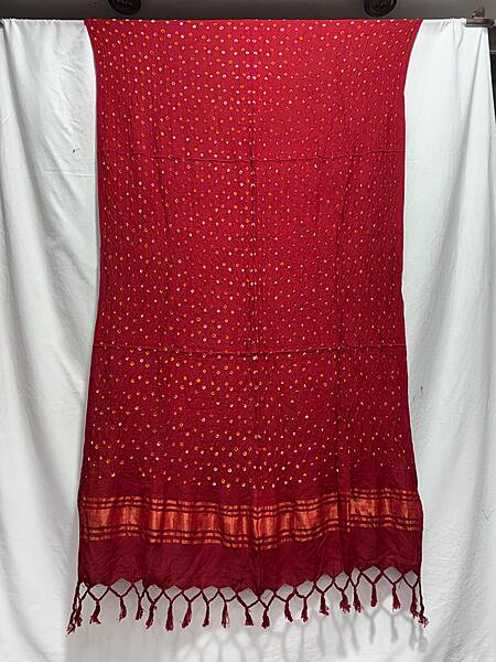 Kala Sanskruti All Over Red Color Cotton Bandhani Dupatta 2.5M Elegant Traditional Wear Dupatta for Women
