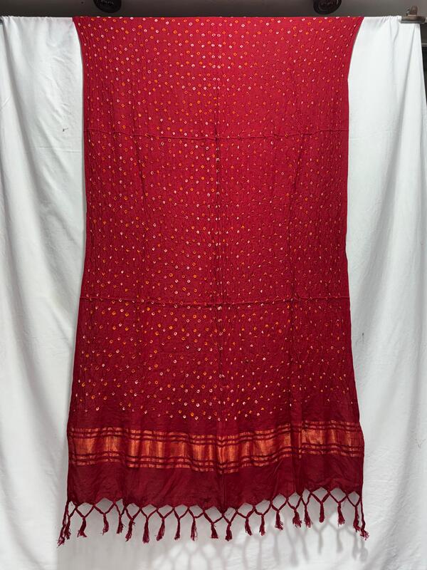 Kala Sanskruti All Over Red Color Cotton Bandhani Dupatta 2.5M Elegant Traditional Wear Dupatta for Women