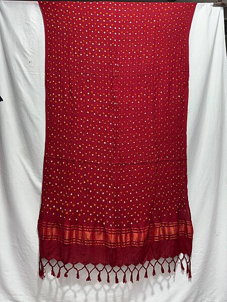 Kala Sanskruti All Over Red Color Cotton Bandhani Dupatta 2.5M Elegant Traditional Wear Dupatta for Women