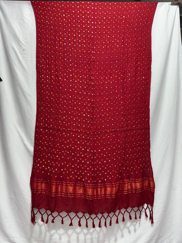 Kala Sanskruti All Over Red Color Cotton Bandhani Dupatta 2.5M Elegant Traditional Wear Dupatta for Women
