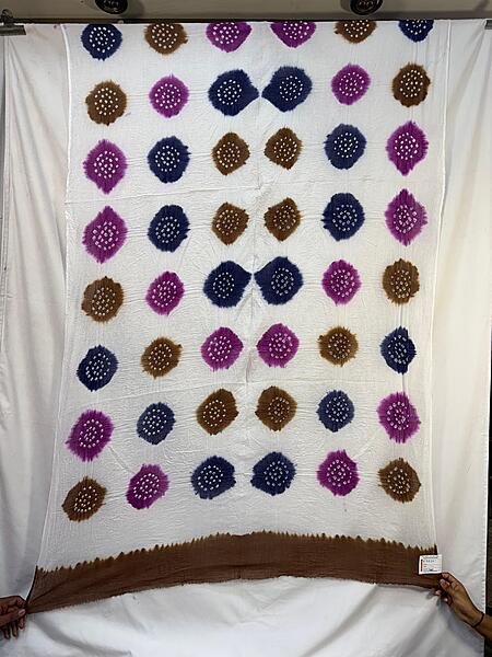 Kala Sanskruti White & Magenta With Chiku – Color Cotton Bandhani Dupatta – 2.5M – Elegant Traditional Wear Dupatta for Women