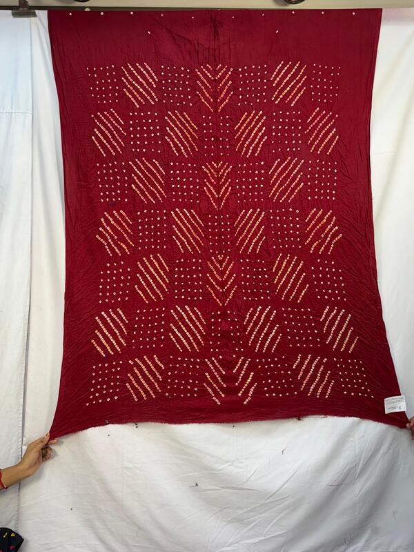 Kala Sanskruti All Over Maroon Color Cotton Bandhani Kurti Material 3 M Elegant Traditional Kurti Cotton Satin Fabric for Women