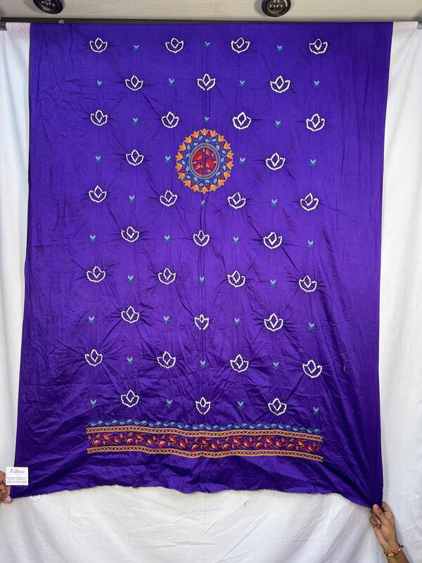 Kala Sanskruti All Over Purple Color Cotton Bandhani Kurti Material 3 M Elegant Traditional Kurti Cotton Satin Fabric for Women