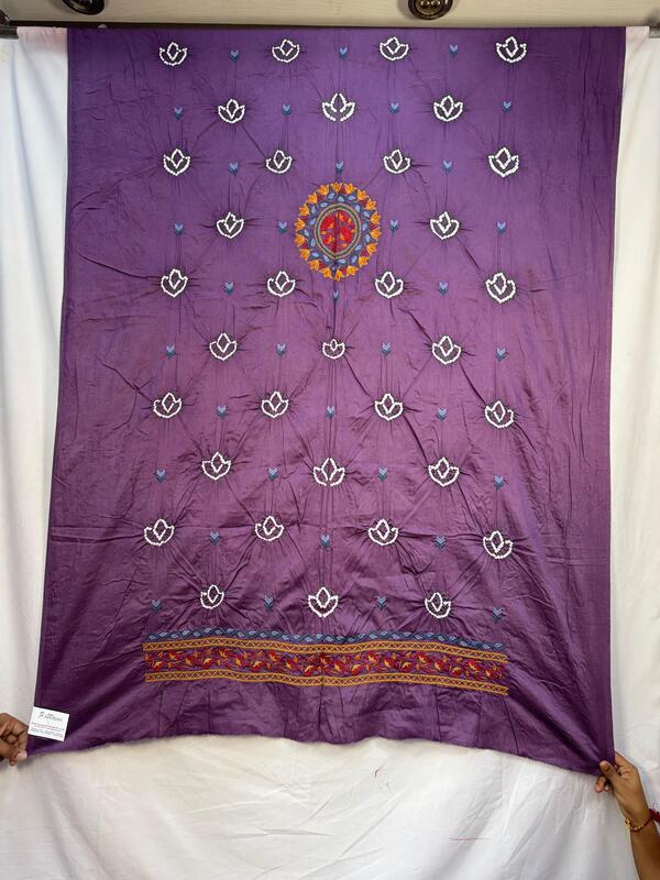 Kala Sanskruti All Over Lavender Color Cotton Bandhani Kurti Material 3 M Elegant Traditional Kurti Cotton Satin Fabric for Women