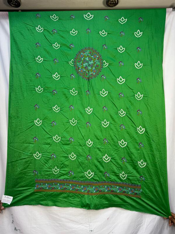 Kala Sanskruti All Over Light Green – Color Cotton Bandhani Kurti Material – 3 M – Elegant Traditional Kurti Cotton Satin Fabric for Women