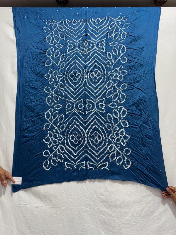 Kala Sanskruti All Over Indigo – Color Cotton Bandhani Kurti Material – 3 M – Elegant Traditional Kurti Cotton Satin Fabric for Women