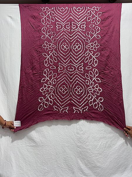 Kala Sanskruti All Over Wine – Color Cotton Bandhani Kurti Material – 3 M – Elegant Traditional Kurti Cotton Satin Fabric for Women