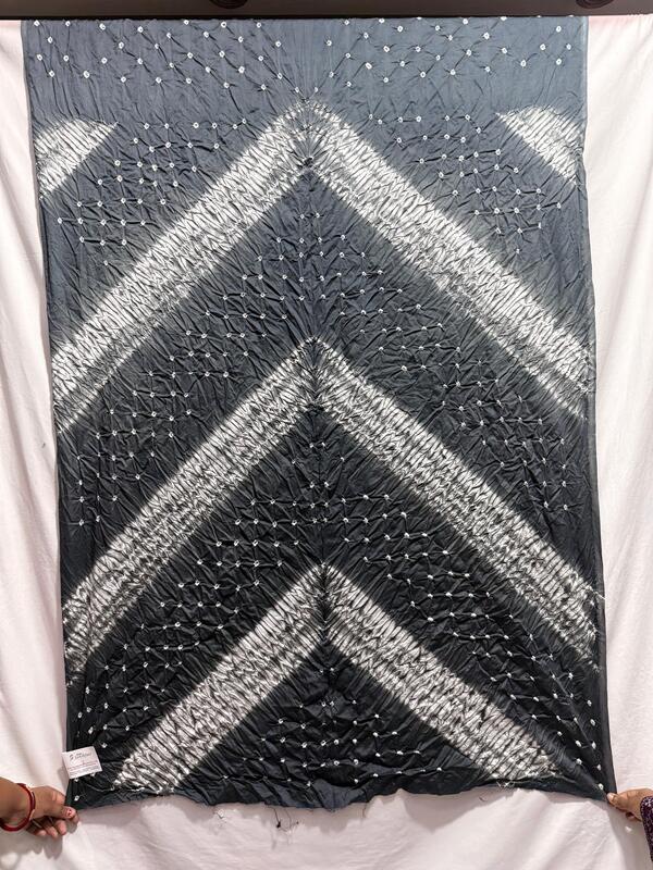 Kala Sanskruti All Over Light Gray Color Cotton Bandhani Kurti Material 3 M Elegant Traditional Kurti Cotton Satin Fabric for Women