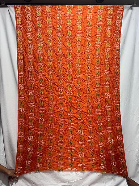 Kala Sanskruti All Over Orange – Color Dupion Silk Bandhani Kurti Material – 3 M Piece – Elegant Traditional Comfortable & Fashionable Kurti Material Selection