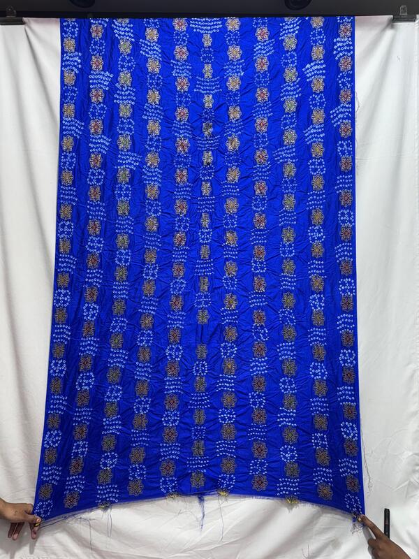 Kala Sanskruti All Over Royal Blue – Color Dupion Silk Bandhani Kurti Material – 3 M Piece – Elegant Traditional Comfortable & Fashionable Kurti Material Selection
