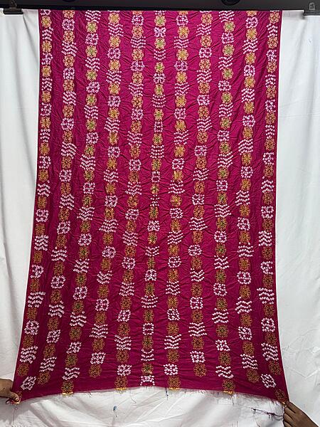Kala Sanskruti All Over Pink – Color Dupion Silk Bandhani Kurti Material – 3 M Piece – Elegant Traditional Comfortable & Fashionable Kurti Material Selection