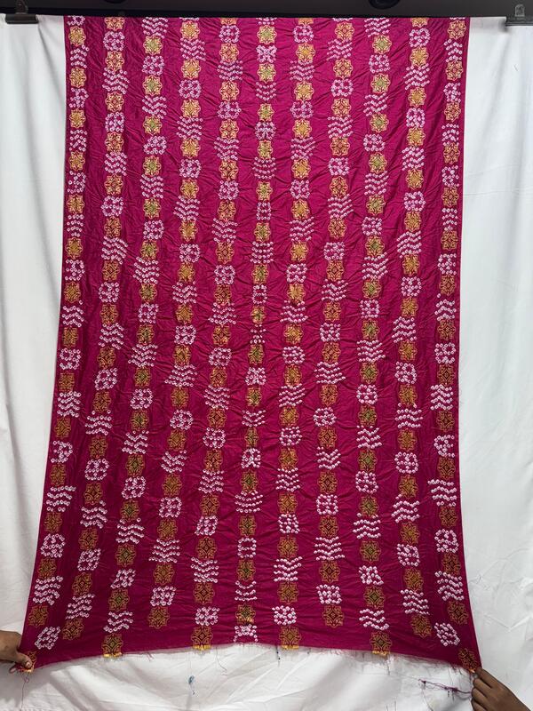 Kala Sanskruti All Over Pink – Color Dupion Silk Bandhani Kurti Material – 3 M Piece – Elegant Traditional Comfortable & Fashionable Kurti Material Selection