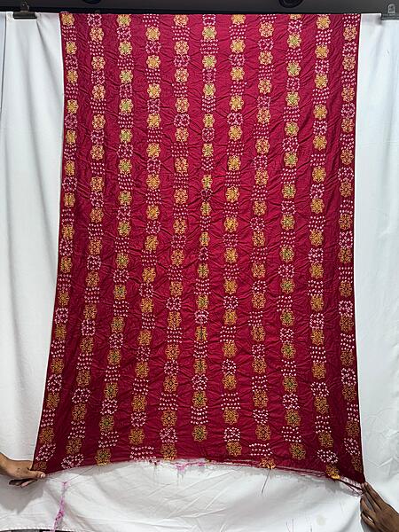 Kala Sanskruti All Over Maroon – Color Dupion Silk Bandhani Kurti Material – 3 M Piece – Elegant Traditional Comfortable & Fashionable Kurti Material Selection