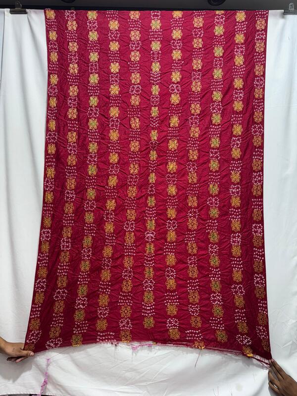 Kala Sanskruti All Over Maroon – Color Dupion Silk Bandhani Kurti Material – 3 M Piece – Elegant Traditional Comfortable & Fashionable Kurti Material Selection