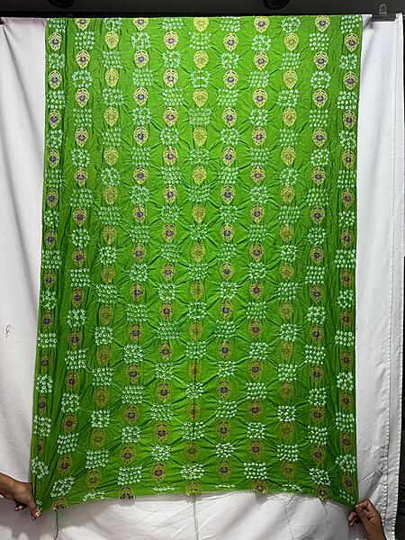 Kala Sanskruti All Over Parrot Green Color Dupion Silk Bandhani Kurti Material 3 M Piece Elegant Traditional Comfortable & Fashionable Kurti Material Selection