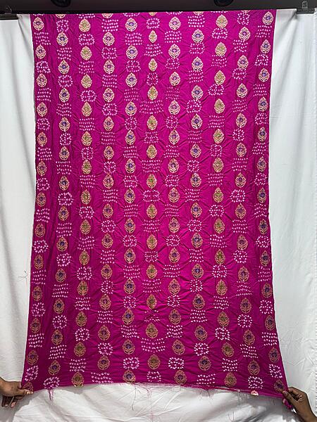 Kala Sanskruti All Over Rani pink – Color Dupion Silk Bandhani Kurti Material – 3 M Piece – Elegant Traditional Comfortable & Fashionable Kurti Material Selection