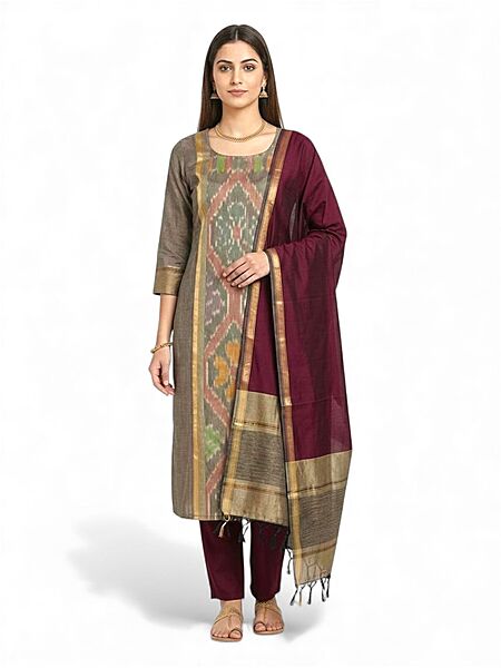 Silk Cotton Pochampally Suit Set #5