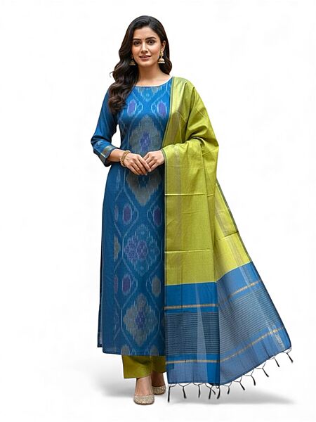 Silk Cotton Pochampally Suit Set #6