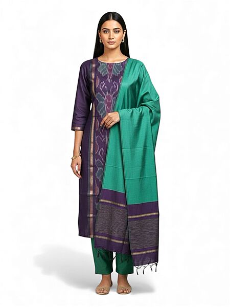 Silk Cotton Pochampally Suit Set #9