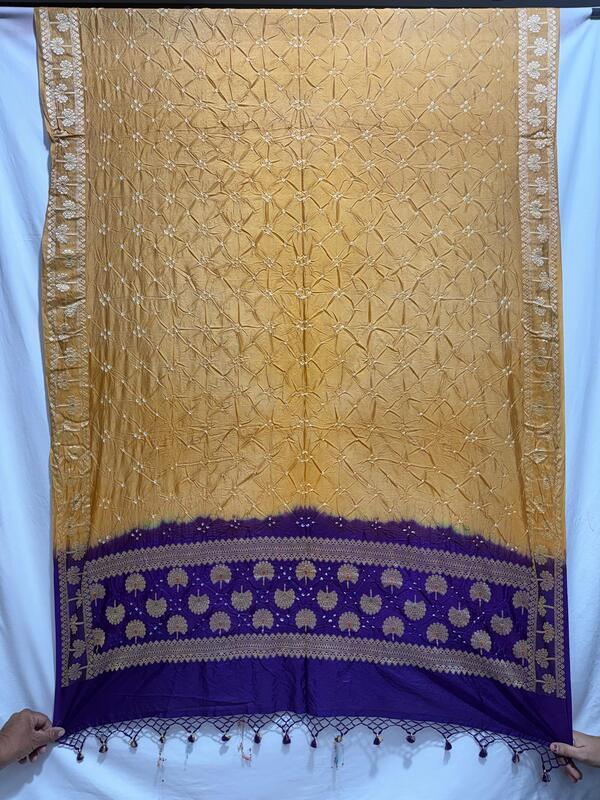 Kala Sanskruti Purple & Rust – Color Dupion Silk Bandhani Dress – 2.5 M (Each Piece) – Elegant Traditional Wear Dress for Women