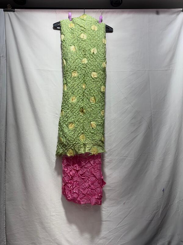 Kala Sanskruti Pista & Pink – Color Dupion Silk Bandhani Dress – 2.5 M (Each Piece) – Elegant Traditional Wear Dress for Women