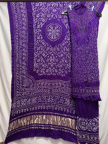 Kala Sanskruti All Over Purple – Color Gaji Silk Bandhani Dress – 2.5 M Each Piece – Elegant Traditional Wear Gaji Silk Dress for Women