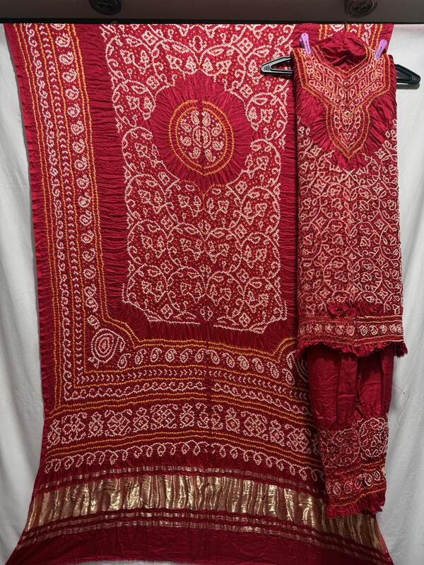 Kala Sanskruti All Over Red – Color Gaji Silk Bandhani Dress – 2.5 M Each Piece – Elegant Traditional Wear Gaji Silk Dress for Women