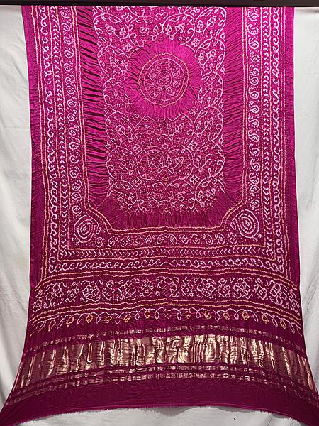 Kala Sanskruti All Over Rani Pink – Color Gaji Silk Bandhani Dress – 2.5 M Each Piece – Elegant Traditional Wear Gaji Silk Dress for Women