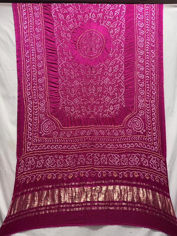Kala Sanskruti All Over Rani Pink – Color Gaji Silk Bandhani Dress – 2.5 M Each Piece – Elegant Traditional Wear Gaji Silk Dress for Women