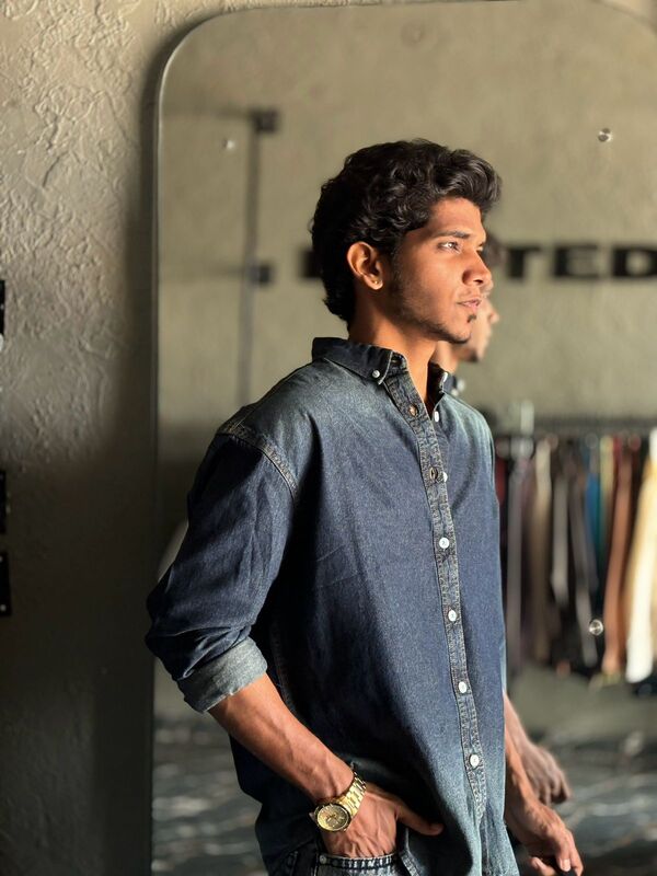 Ocean depth faded denim shirt