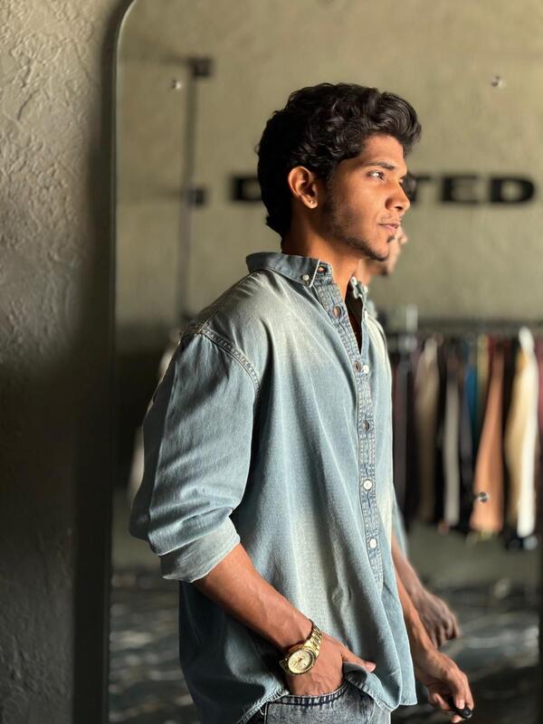 Dusty blue denim shirt